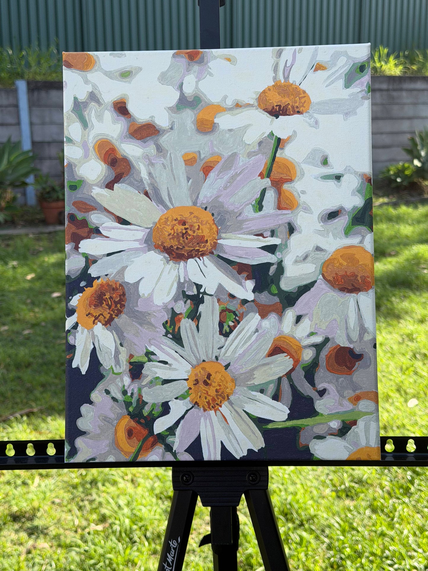 Custom paint by numbers – daisy flower canvas example – hand painted art from photo